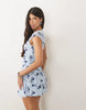 Motel Mowgli Flutter Sleeve Ruched Mini Dress In Leafy Blue