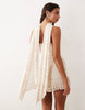 Afrm Ineson Scarf Neck Detail Mini Dress In Cream Leopard Print