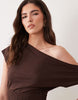 Supre Eddie Shirred Waist Mini Dress In Choc Eclair