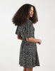 Vero Moda Button Through Mini Skater Dress In Black Spot