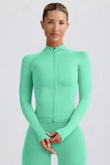 Define Luxe Zip-Up Jacket in Mint