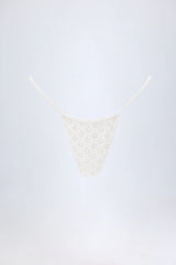 Broderie Anglaise Drawstring Bikini Bottoms in White