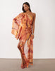 One Shoulder Asymmetric Chiffon Mini Dress In Print