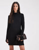 Pieces Long Sleeve Knitted Mini Dress In Black