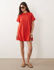 Short Puff Sleeve Bubble Mini Dress In Red