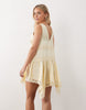 Miss Selfridge Boho Petite Satin Lace Insert Hanky Hem Mini Dress In Buttermilk