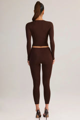 Modal Mid-Rise Cropped Leggings in Chocolate Brown