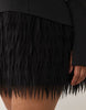 Asos Luxe Curve Structured Long Sleeve Mini Dress With Faux Feather Skirt In Black