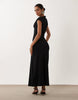 Ruched Side Rib Midi Dress In Black
