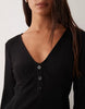 New Look Crinkle Flared Sleeve Button Mini Dress In Black
