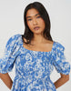 Brave Soul Smocked Short Sleeve Mini Dress In Blue