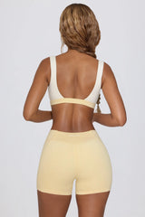 Ruched Mini Shorts in Lemon Marl