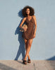 Cotton On Isabelle Wrap Halter Mini Dress In Rich Mocha