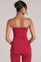 Bandeau Longline Top in Cherry Red