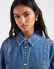 Vero Moda Button Up Seam Detail Denim Mini Dress In Medium Blue Denim