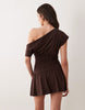 Supre Eddie Shirred Waist Mini Dress In Choc Eclair