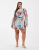Curve Long Sleeve Mini Dress In Floral Print
