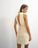 Topshop Heavy Crepe High Cowl Neck Mini Dress With Tie Waist In Cream