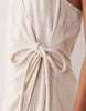 Viscose Linen Halter Neck Wrap Mini Sundress In Oat