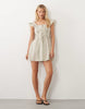 Wednesdays Girl Milkmaid Mini Dress In Green Stripe