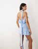 Devore Ruffle Scarf Detail Mini Dress In Blue