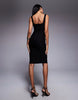 Vesper Bengaline Square Neck Bodycon Midi Dress In Black
