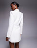 Rare London Wrap Front Blazer Mini Dress In Cream