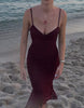 Bershka Lace Strap Midi Dress In Burgundy