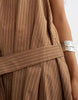 Topshop Halter Gathered Side Mini Dress With Tab Detail In Brown Woven Stripe
