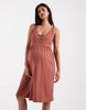 Mamalicious Maternity 2 Function Nursing Button Through Mini Sundress In Burgundy