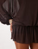 Mesh Blouson Drape Mini Dress In Brown