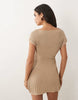 Knitted Cinched Pleated Mini Dress In Stone