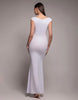 Goddiva Bardot Pleated Maxi Dress In White