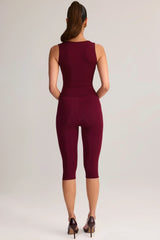 Modal Mid-Rise Capri Leggings in Wine