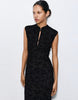 Pull&Bear Velvet Contrast Midi Dress In Black