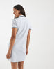 Fred Perry Twin Tipped Polo Mini Dress In Pale Blue With Black Tipping
