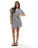 Vero Moda Mini Shirt Dress With Pockets In Navy Stripe