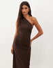 One Shoulder Jersey Maxi Dress In Chocolate