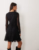 New Look Lace V Neck Long Sleeve Mini Dress In Black