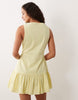 Slash Neck Asymmetric Waistcoat Mini Sundress With Dropped Waist In Lemon