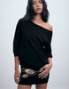 Stradivarius Short Knit Boat Neck Dress In Black