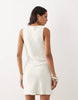 Miss Selfridge Satin Lace Trim Sleeveless Mini Tea Dress In Cream