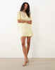 Satin Chiffon Cape Layer Mini Dress In Buttermilk