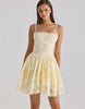 House Of Cb Chloe Lemon Custom Lace Cotton Broderie Anglaise Mini Dress In Lemon