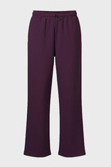 Brushed Jersey Wide-Leg Joggers in Plum