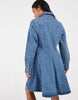 Vero Moda Petite Button Up Seam Detail Denim Mini Dress In Medium Blue Denim