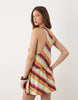 Motel Pippey Racer Back Mini Dress In Multi Stripe