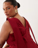 Tfnc Plus Bengaline V Back Draped Mini Dress In Deep Red