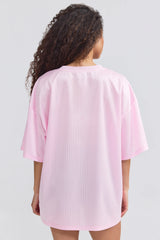 Piqué Jersey Oversized T-Shirt in Baby Pink