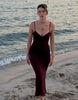Bershka Lace Strap Midi Dress In Burgundy